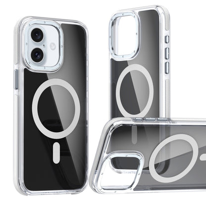 For iPhone 16 Plus Magsafe Dual-Color Transparent Black Full Coverage Phone Case(White) by buy2fix