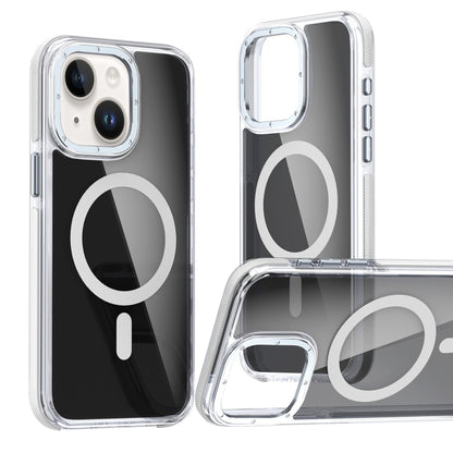 For iPhone 14 Plus Magsafe Dual-Color Transparent Black Full Coverage Phone Case(White) - iPhone 14 Plus Cases by buy2fix | Online Shopping UK | buy2fix