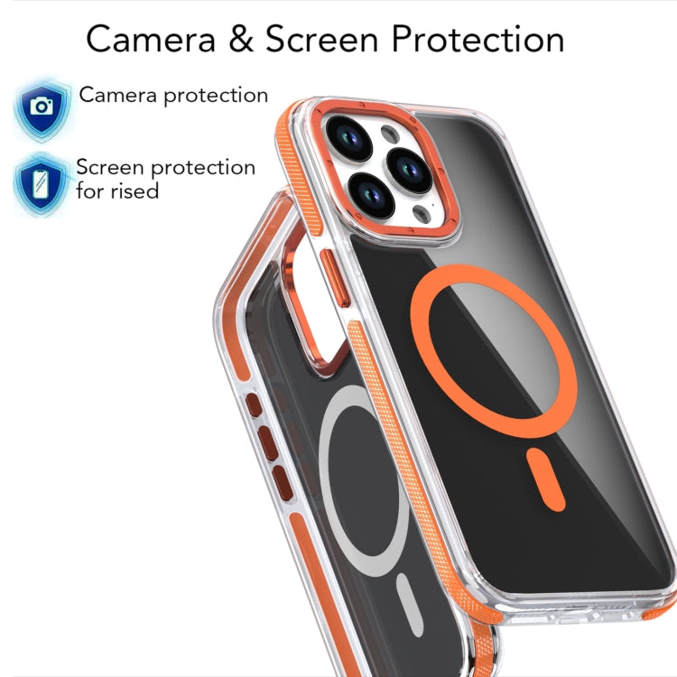 For iPhone 16 Pro Max Magsafe Dual-Color Transparent Black Full Coverage Phone Case(Orange) - iPhone 16 Pro Max Cases by buy2fix | Online Shopping UK | buy2fix