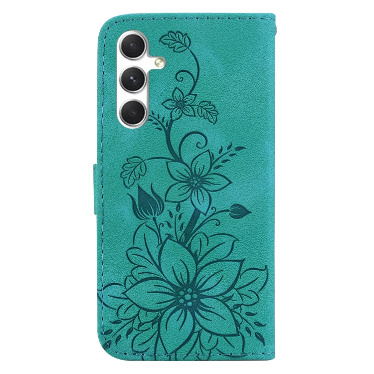 For Samsung Galaxy S25 5G Lily Embossed Leather Phone Case(Green) by buy2fix