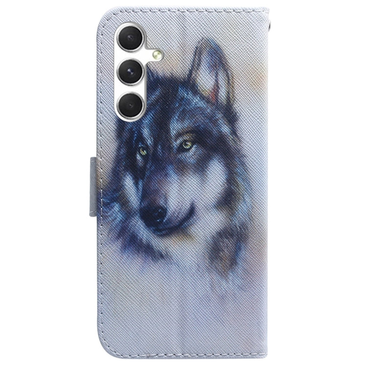 For Samsung Galaxy S25+ 5G Coloured Drawing Flip Leather Phone Case(White Wolf) by buy2fix