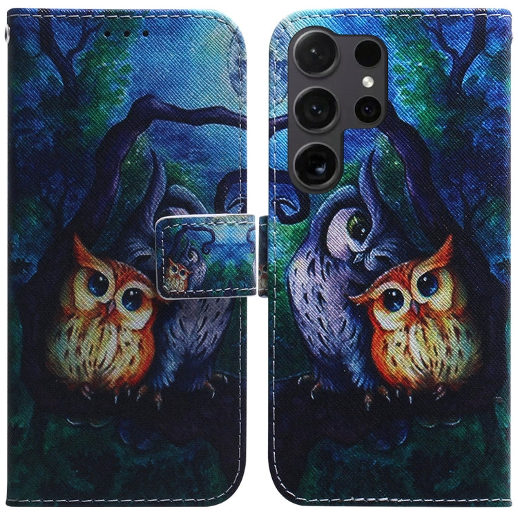 For Samsung Galaxy S25 Ultra 5G Coloured Drawing Flip Leather Phone Case(Oil Painting Owl) - Galaxy S25 Ultra 5G Cases by buy2fix | Online Shopping UK | buy2fix