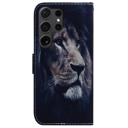 For Samsung Galaxy S25 Ultra 5G Coloured Drawing Flip Leather Phone Case(Lion) - Galaxy S25 Ultra 5G Cases by buy2fix | Online Shopping UK | buy2fix