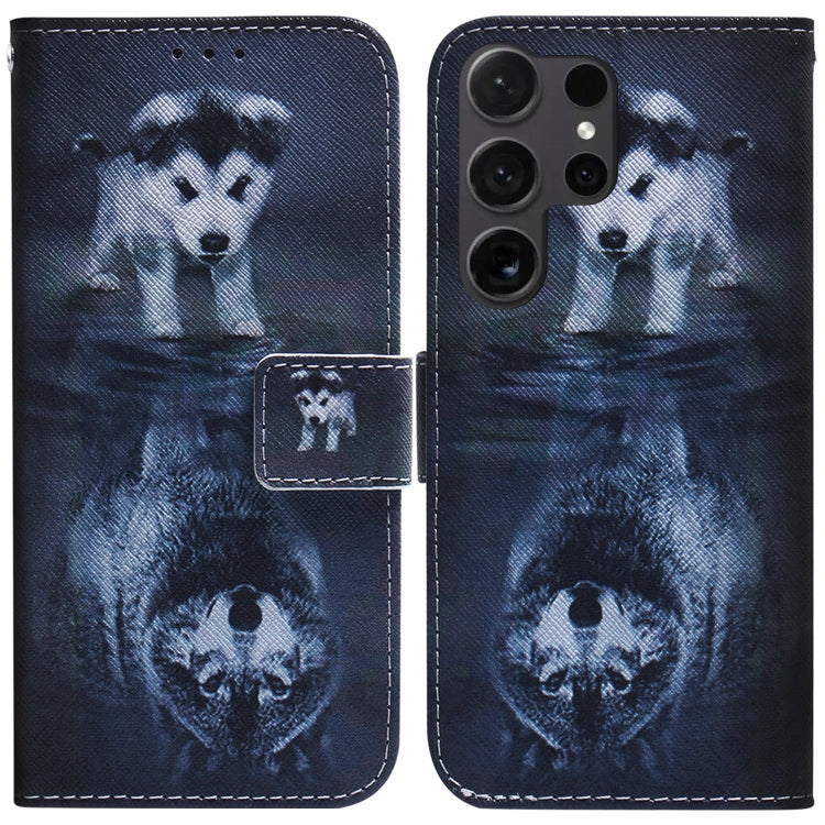 For Samsung Galaxy S25 Ultra 5G Coloured Drawing Flip Leather Phone Case(Wolf and Dog) - Galaxy S25 Ultra 5G Cases by buy2fix | Online Shopping UK | buy2fix