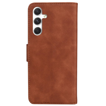 For Samsung Galaxy S25 5G Skin Feel Pure Color Flip Leather Phone Case(Brown) by buy2fix