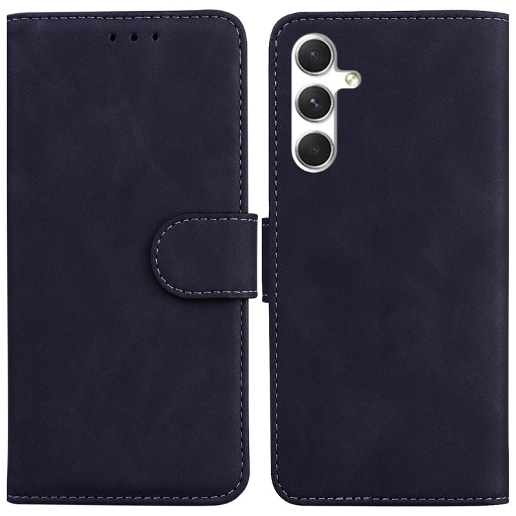 For Samsung Galaxy S25 5G Skin Feel Pure Color Flip Leather Phone Case(Black) by buy2fix