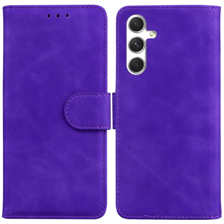 For Samsung Galaxy S25+ 5G Skin Feel Pure Color Flip Leather Phone Case(Purple) by buy2fix