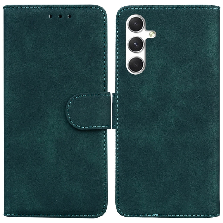 For Samsung Galaxy S25+ 5G Skin Feel Pure Color Flip Leather Phone Case(Green) by buy2fix
