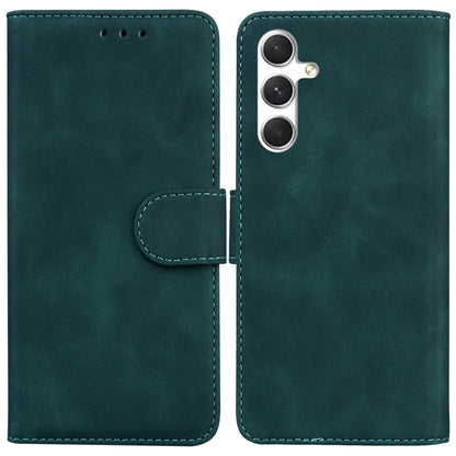 For Samsung Galaxy S25+ 5G Skin Feel Pure Color Flip Leather Phone Case(Green) by buy2fix
