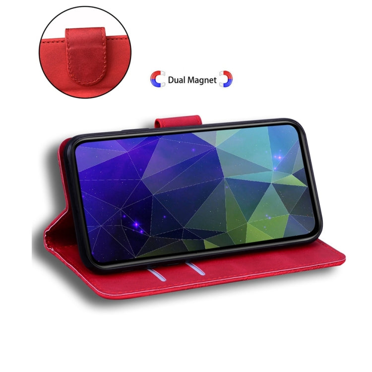 For Samsung Galaxy S25 Ultra 5G Skin Feel Pure Color Flip Leather Phone Case(Red) by buy2fix