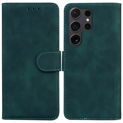 For Samsung Galaxy S25 Ultra 5G Skin Feel Pure Color Flip Leather Phone Case(Green) by buy2fix