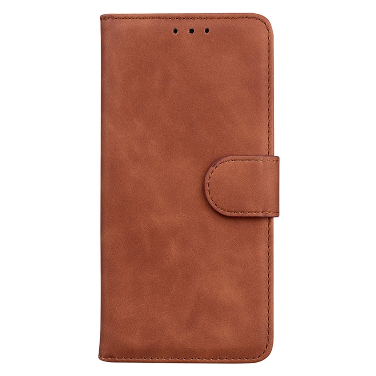 For Samsung Galaxy S25 Ultra 5G Skin Feel Pure Color Flip Leather Phone Case(Brown) by buy2fix