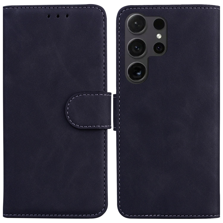 For Samsung Galaxy S25 Ultra 5G Skin Feel Pure Color Flip Leather Phone Case(Black) by buy2fix