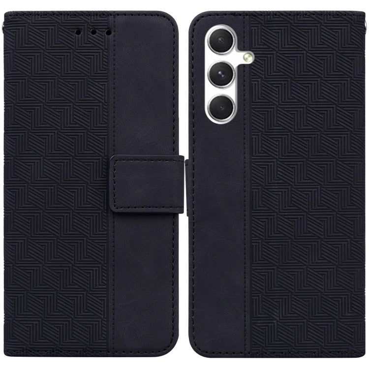 For Samsung Galaxy S25 5G Geometric Embossed Leather Phone Case(Black) - Galaxy S25 5G Cases by buy2fix | Online Shopping UK | buy2fix