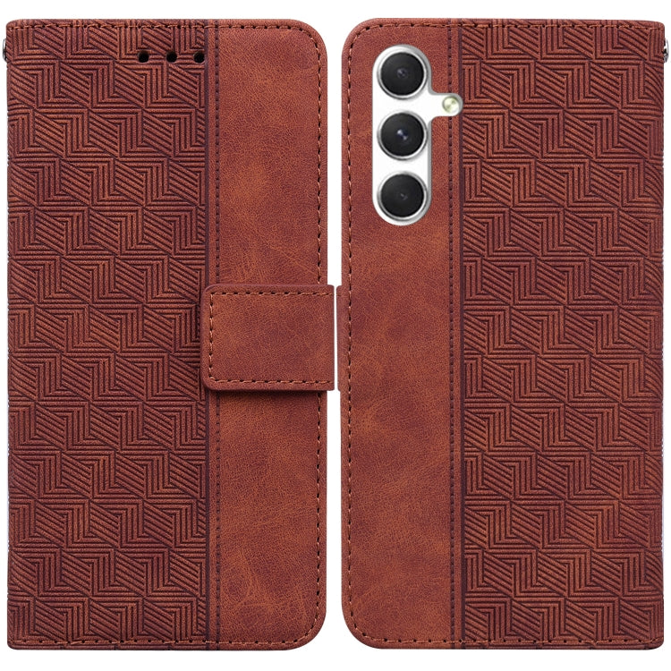 For Samsung Galaxy S25+ 5G Geometric Embossed Leather Phone Case(Brown) by buy2fix