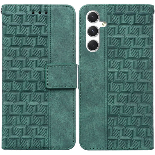For Samsung Galaxy S25+ 5G Geometric Embossed Leather Phone Case(Green) by buy2fix