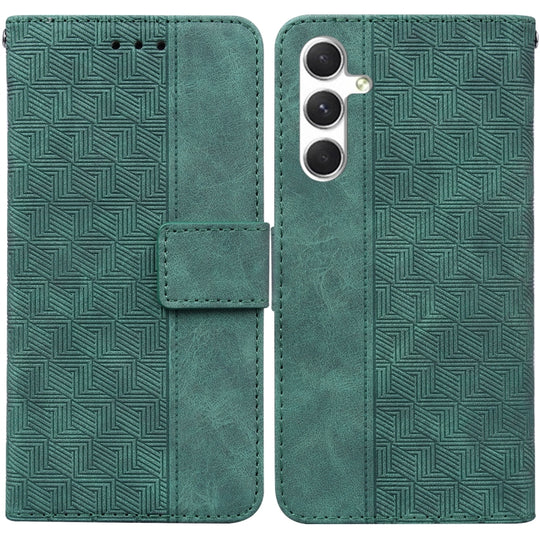 For Samsung Galaxy S25+ 5G Geometric Embossed Leather Phone Case(Green)
