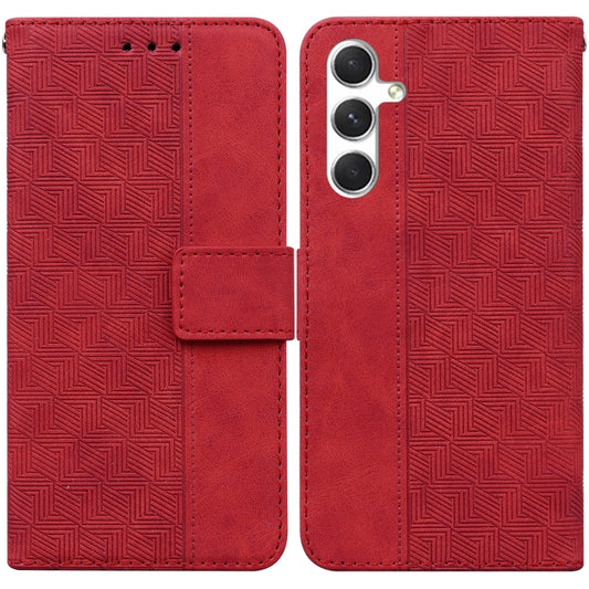 For Samsung Galaxy S25+ 5G Geometric Embossed Leather Phone Case(Red) by buy2fix