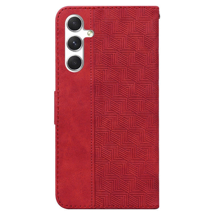 For Samsung Galaxy S25+ 5G Geometric Embossed Leather Phone Case(Red) by buy2fix