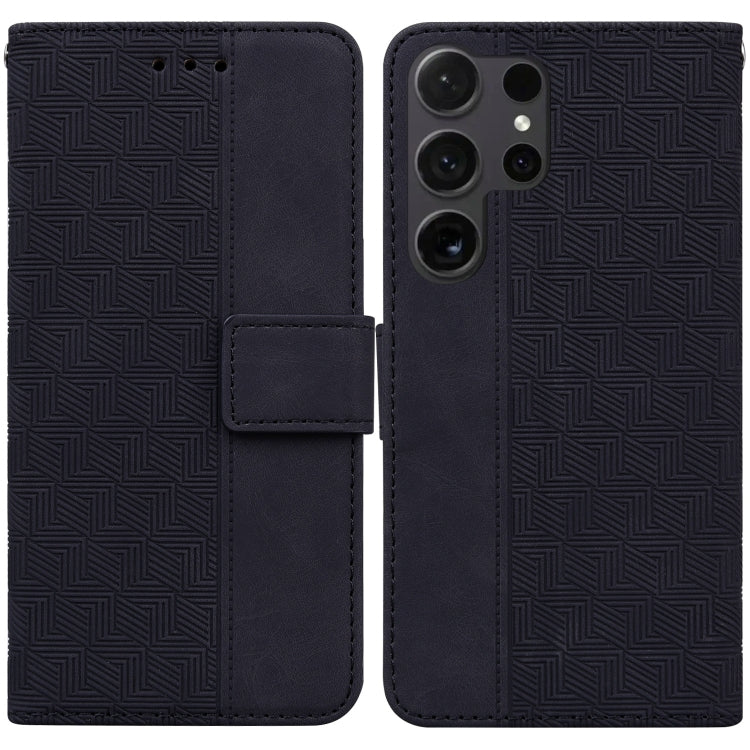 For Samsung Galaxy S25 Ultra 5G Geometric Embossed Leather Phone Case(Black) - Galaxy S25 Ultra 5G Cases by buy2fix | Online Shopping UK | buy2fix