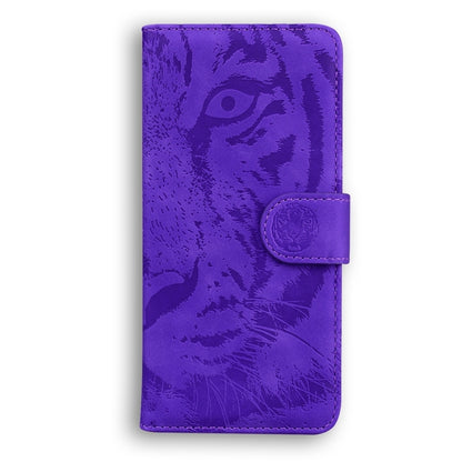 For Samsung Galaxy S25 5G Tiger Embossing Pattern Flip Leather Phone Case(Purple) - Galaxy S25 5G Cases by buy2fix | Online Shopping UK | buy2fix