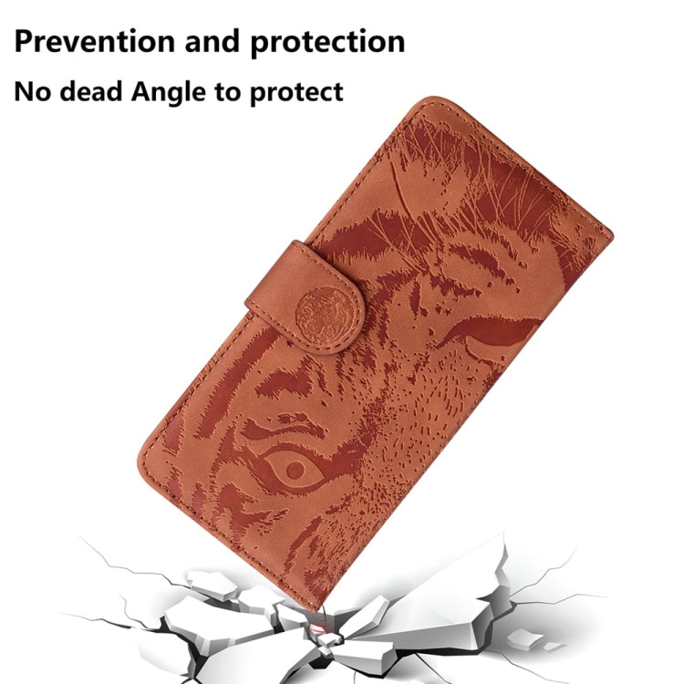 For Samsung Galaxy S25 5G Tiger Embossing Pattern Flip Leather Phone Case(Brown) - Galaxy S25 5G Cases by buy2fix | Online Shopping UK | buy2fix