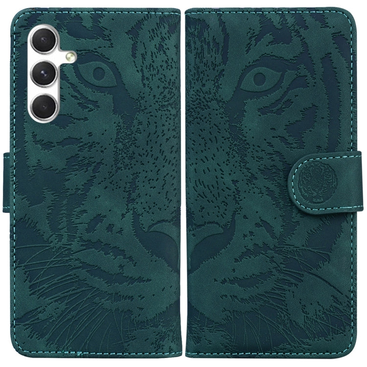 For Samsung Galaxy S25+ 5G Tiger Embossing Pattern Flip Leather Phone Case(Green) by buy2fix