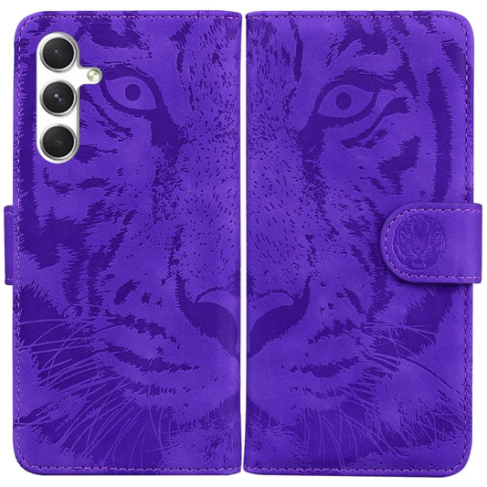 For Samsung Galaxy S25+ 5G Tiger Embossing Pattern Flip Leather Phone Case(Purple) by buy2fix