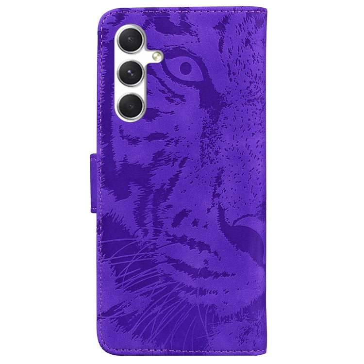 For Samsung Galaxy S25+ 5G Tiger Embossing Pattern Flip Leather Phone Case(Purple) by buy2fix