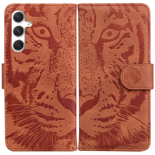 For Samsung Galaxy S25+ 5G Tiger Embossing Pattern Flip Leather Phone Case(Brown) by buy2fix