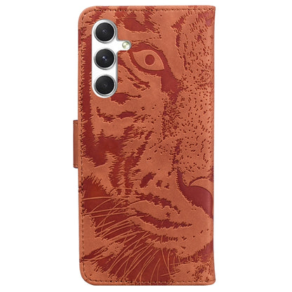 For Samsung Galaxy S25+ 5G Tiger Embossing Pattern Flip Leather Phone Case(Brown) by buy2fix