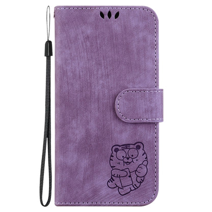 For Samsung Galaxy S25+ 5G Little Tiger Embossed Leather Phone Case(Purple) by buy2fix
