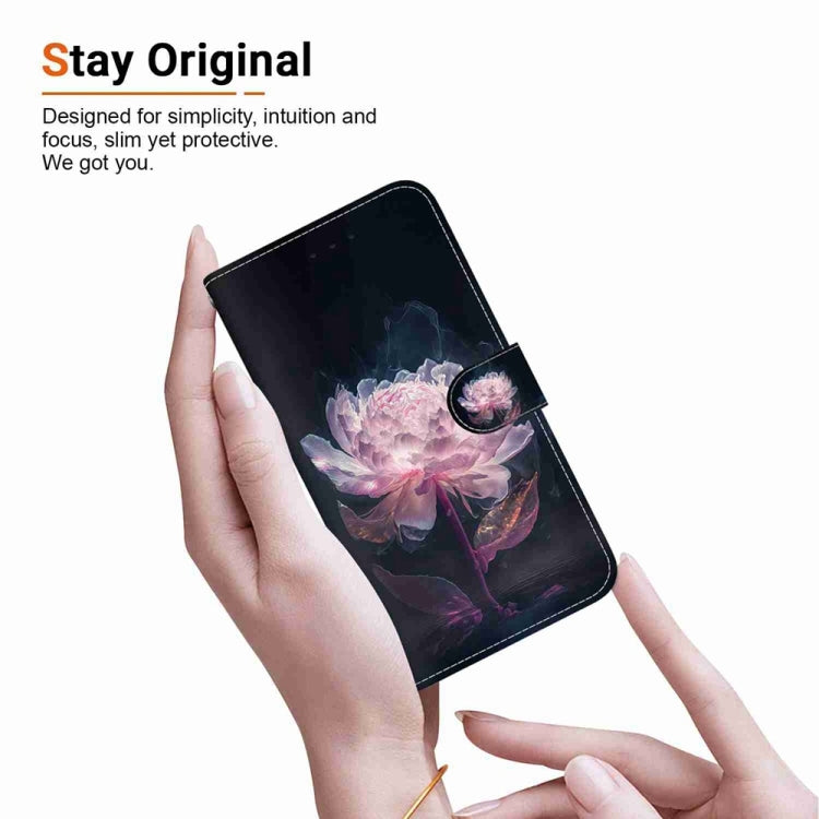 For Samsung Galaxy S25 5G Crystal Texture Colored Drawing Leather Phone Case(Purple Peony) by buy2fix