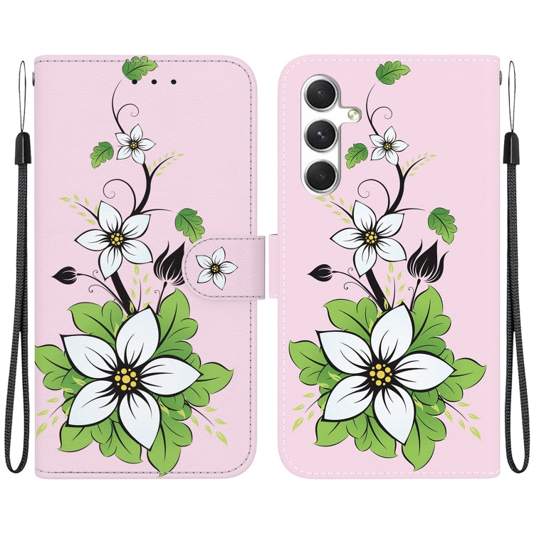 For Samsung Galaxy S25 5G Crystal Texture Colored Drawing Leather Phone Case(Lily) by buy2fix