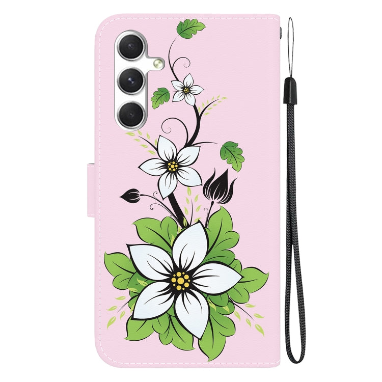 For Samsung Galaxy S25 5G Crystal Texture Colored Drawing Leather Phone Case(Lily) by buy2fix
