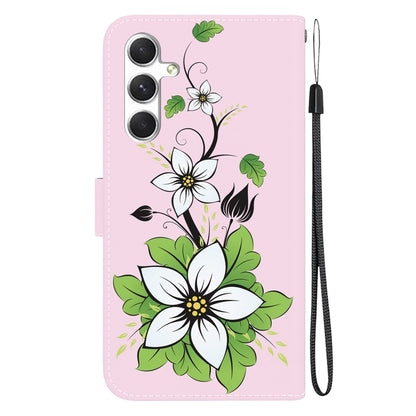 For Samsung Galaxy S25 5G Crystal Texture Colored Drawing Leather Phone Case(Lily) by buy2fix