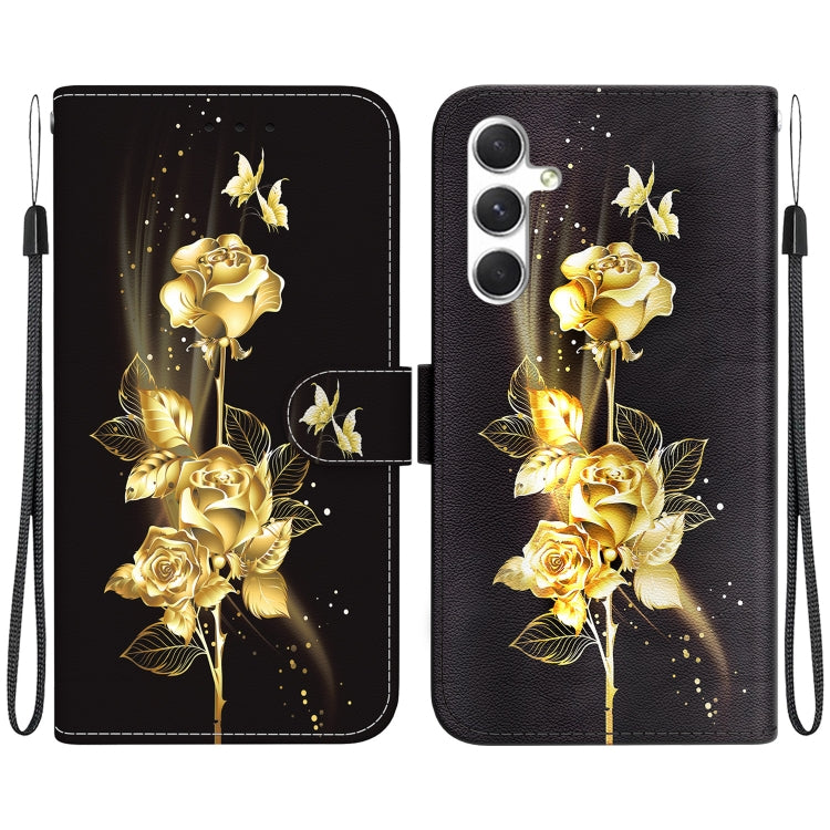 For Samsung Galaxy S25+ 5G Crystal Texture Colored Drawing Leather Phone Case(Gold Butterfly Rose) - Galaxy S25+ 5G Cases by buy2fix | Online Shopping UK | buy2fix