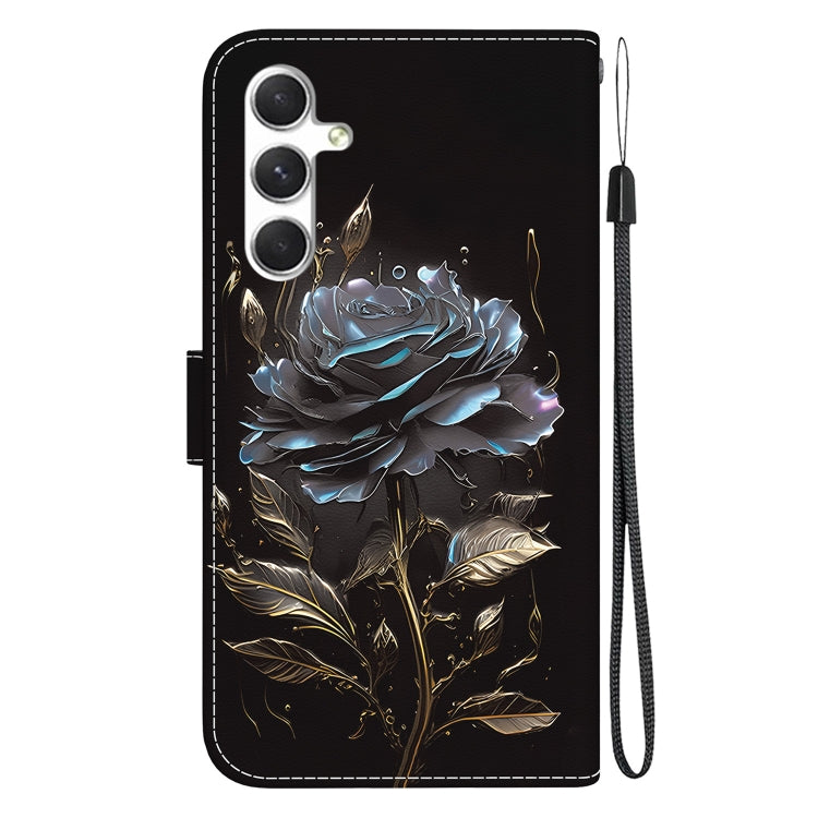 For Samsung Galaxy S25+ 5G Crystal Texture Colored Drawing Leather Phone Case(Black Rose) by buy2fix