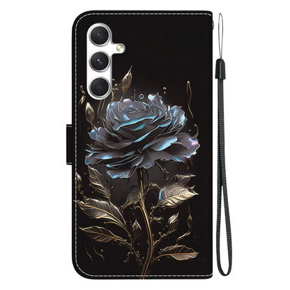 For Samsung Galaxy S25+ 5G Crystal Texture Colored Drawing Leather Phone Case(Black Rose) by buy2fix
