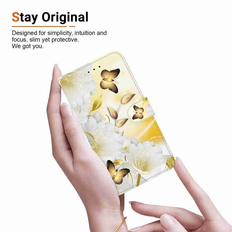 For Samsung Galaxy S25+ 5G Crystal Texture Colored Drawing Leather Phone Case(Gold Butterfly Epiphyllum) - Galaxy S25+ 5G Cases by buy2fix | Online Shopping UK | buy2fix