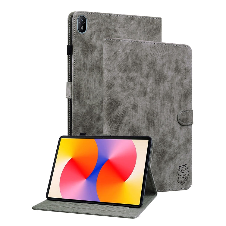 For Huawei MatePad SE 11 2024 Tiger Pattern Flip Leather Tablet Case(Grey) by buy2fix