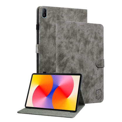 For Huawei MatePad SE 11 2024 Tiger Pattern Flip Leather Tablet Case(Grey) by buy2fix