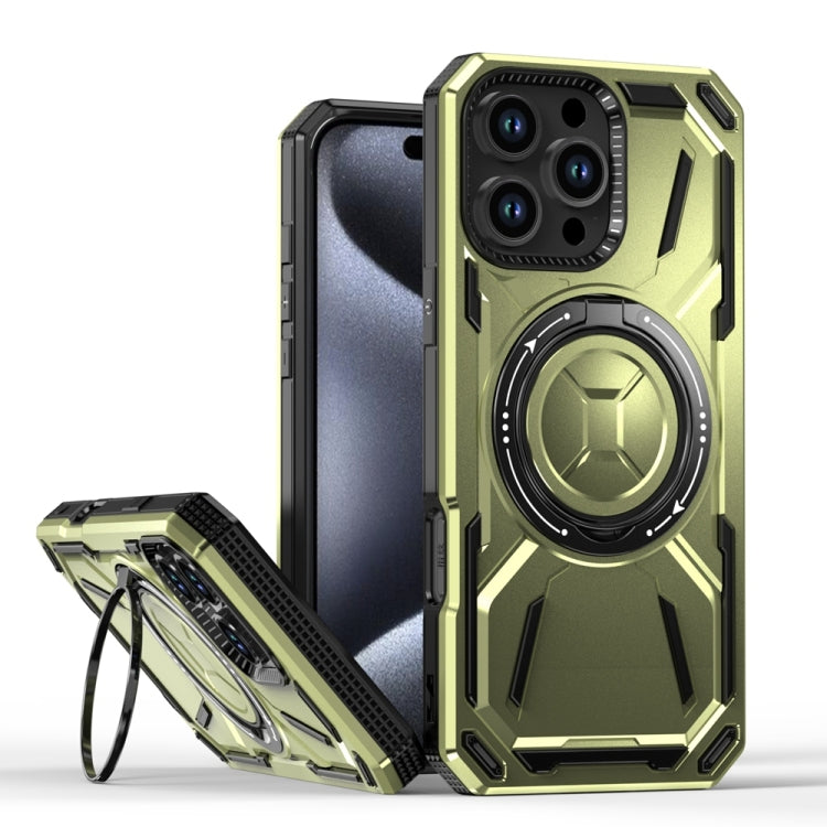 For iPhone 16 Pro Max Armor II Series MagSafe Magnetic Holder Phone Case(Army Green) - iPhone 16 Pro Max Cases by buy2fix | Online Shopping UK | buy2fix