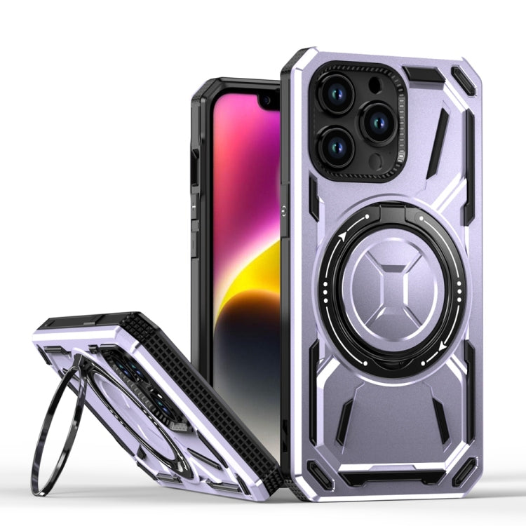 For iPhone 13 Pro Armor II Series MagSafe Magnetic Holder Phone Case(Light Purple) - iPhone 13 Pro Cases by buy2fix | Online Shopping UK | buy2fix