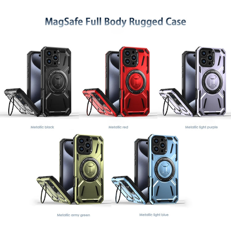 For iPhone 16 Pro Armor II Series MagSafe Magnetic Holder Phone Case(Red) - iPhone 16 Pro Cases by buy2fix | Online Shopping UK | buy2fix