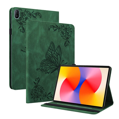 For Huawei MatePad SE 11 2024 Butterfly Flower Embossed Leather Tablet Case(Green) by buy2fix