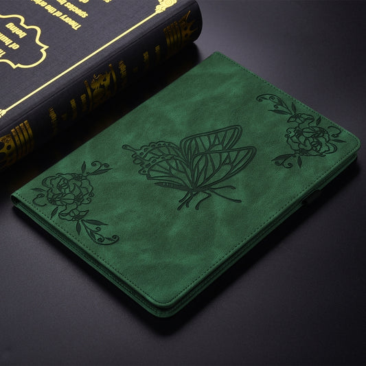 For Huawei MatePad SE 11 2024 Butterfly Flower Embossed Leather Tablet Case(Green) by buy2fix
