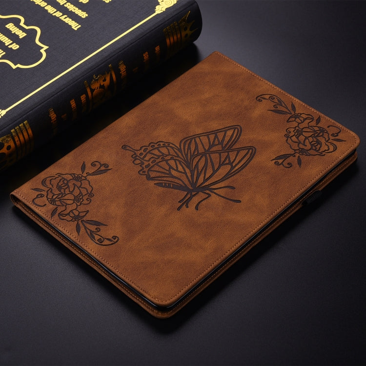 For Huawei MatePad SE 11 2024 Butterfly Flower Embossed Leather Tablet Case(Brown) by buy2fix