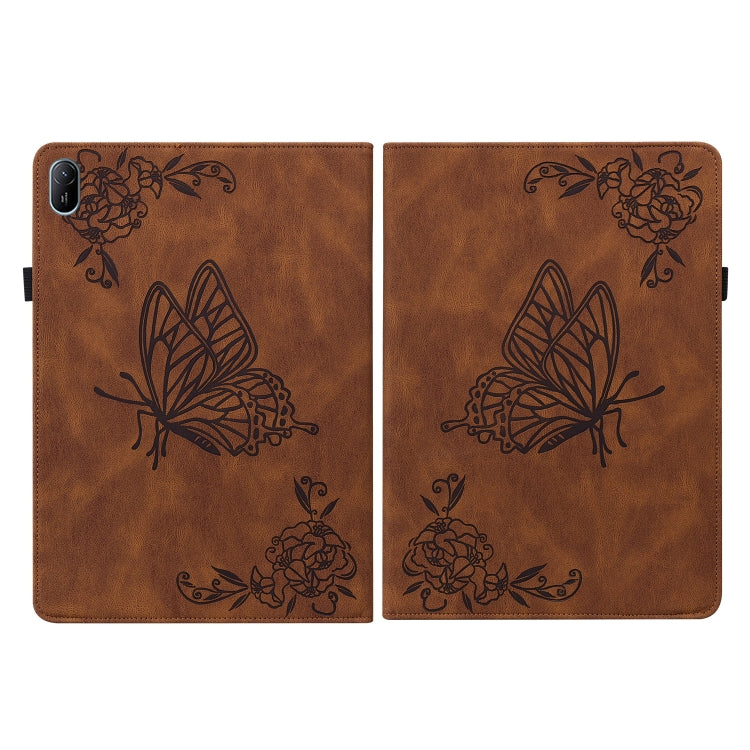 For Huawei MatePad SE 11 2024 Butterfly Flower Embossed Leather Tablet Case(Brown) by buy2fix