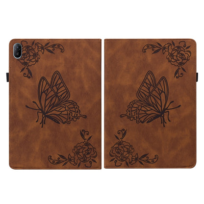 For Huawei MatePad SE 11 2024 Butterfly Flower Embossed Leather Tablet Case(Brown) by buy2fix